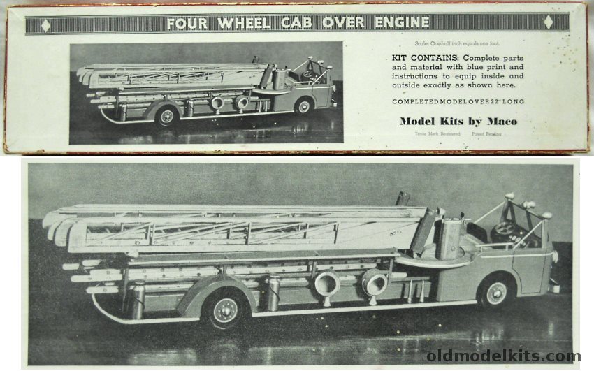 Maco 1/24 Four Wheel Cab Over Engine Ladder Truck / Fire Engine plastic model kit
